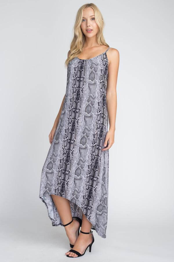 Women's Snakeskin Print Maxi Tank Dress