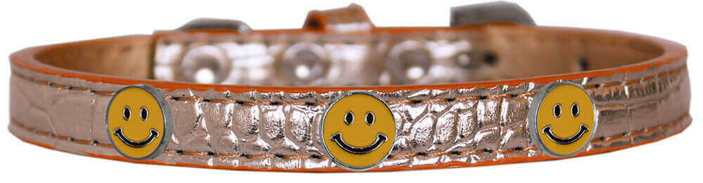 Mirage Pet 720-23 CPC18 Happy Face Widget Croc Dog Collar - Copper&#44.