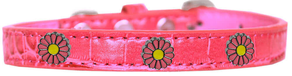 Mirage Pet 720-25 BPKC12 Pink Daisy Widget Croc Dog Collar - Bright Pi.