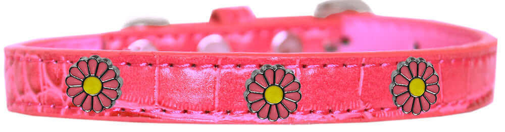 Mirage Pet 720-25 BPKC12 Pink Daisy Widget Croc Dog Collar - Bright Pi