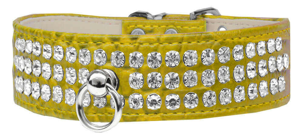 Mirage Pet 82-22-YWC14 Style No.73 Rhinestone Designer Croc Dog Collar