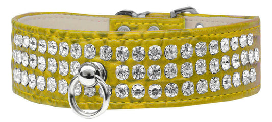 Mirage Pet 82-22-YWC14 Style No.73 Rhinestone Designer Croc Dog Collar.