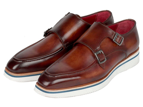 Paul Parkman Men's Smart Casual Monkstrap Shoes Brown Leather
