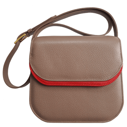 Midi Shoulder Bag Taupe-Red.