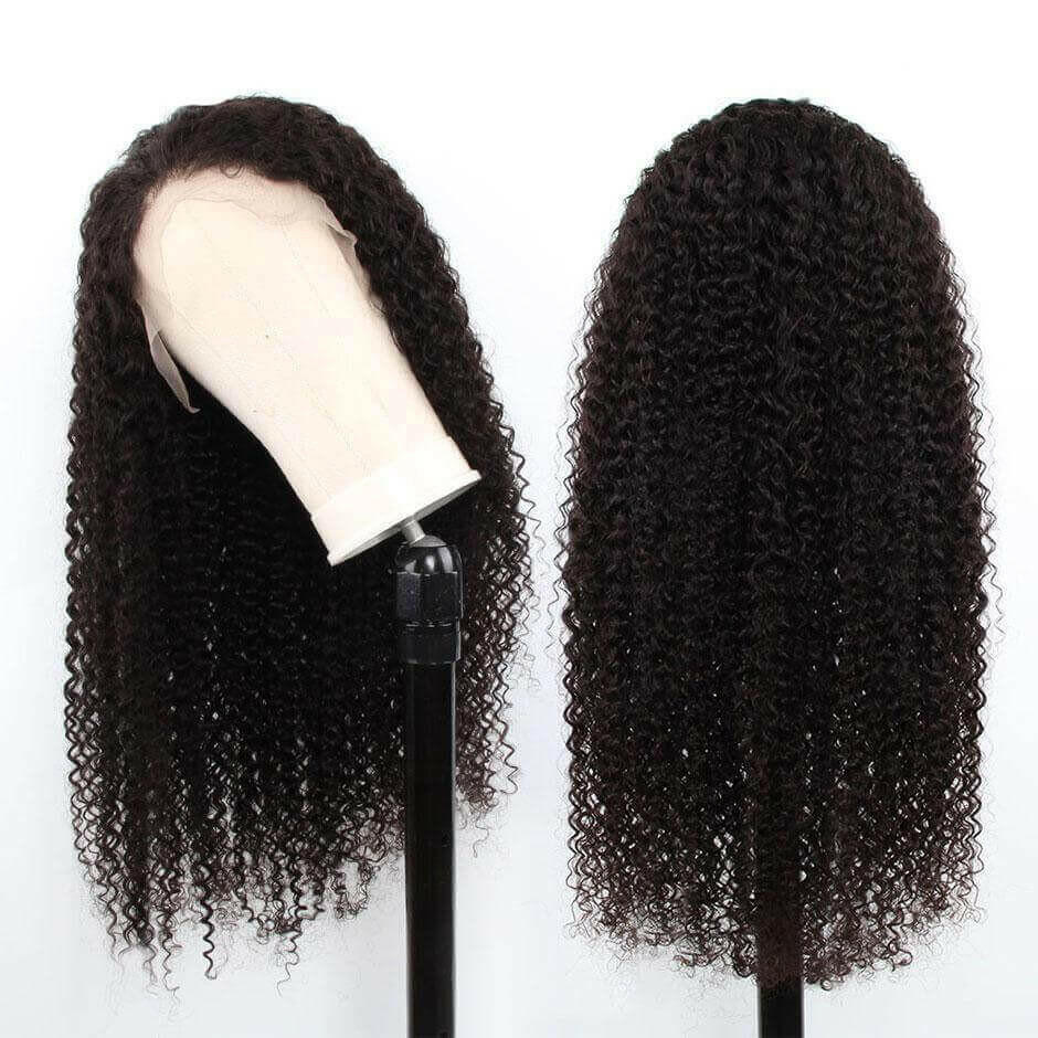 Kinky Curly 13x6 Transparent Lace Frontal Brazilian Human Hair Wigs.