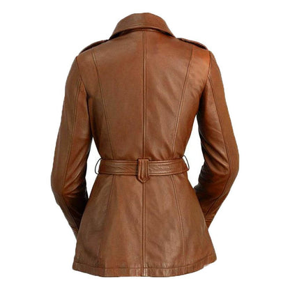 Monica  Women's Leather Long Coat Jacket