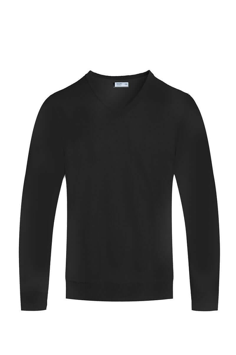 Solid Vneck Knit Pullover Sweater.