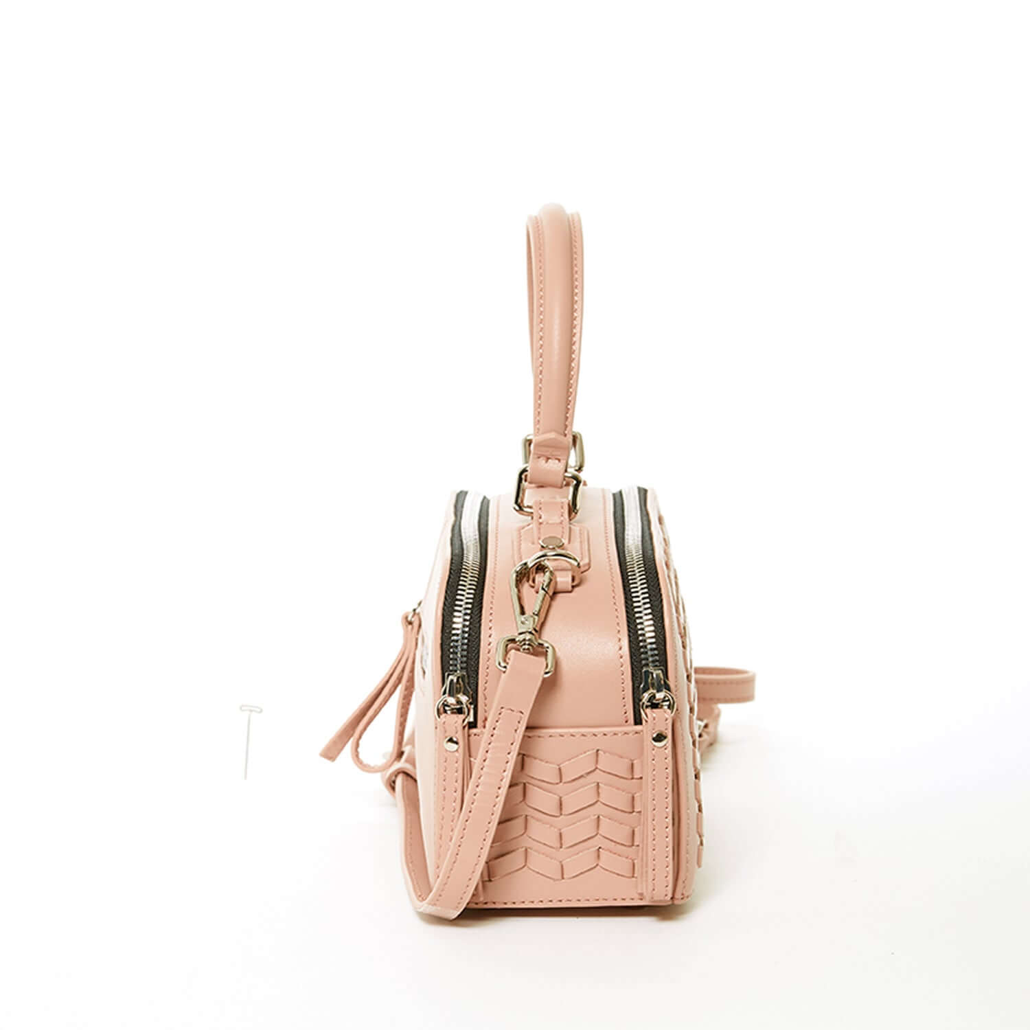 Woven Leather Crossbody Bag Pink Purse Women&