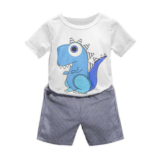 New Summer Child Boy Dinosaur Print Short-sleeved.