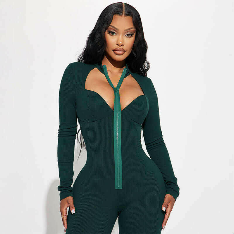 Women Clothing Autumn Winter Sexy Hollow Out Cutout Tight Long Sleeve