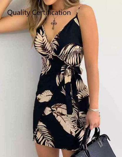 Wrap Casual Dress Women Sleeveless Summer Holiday Mini Dress