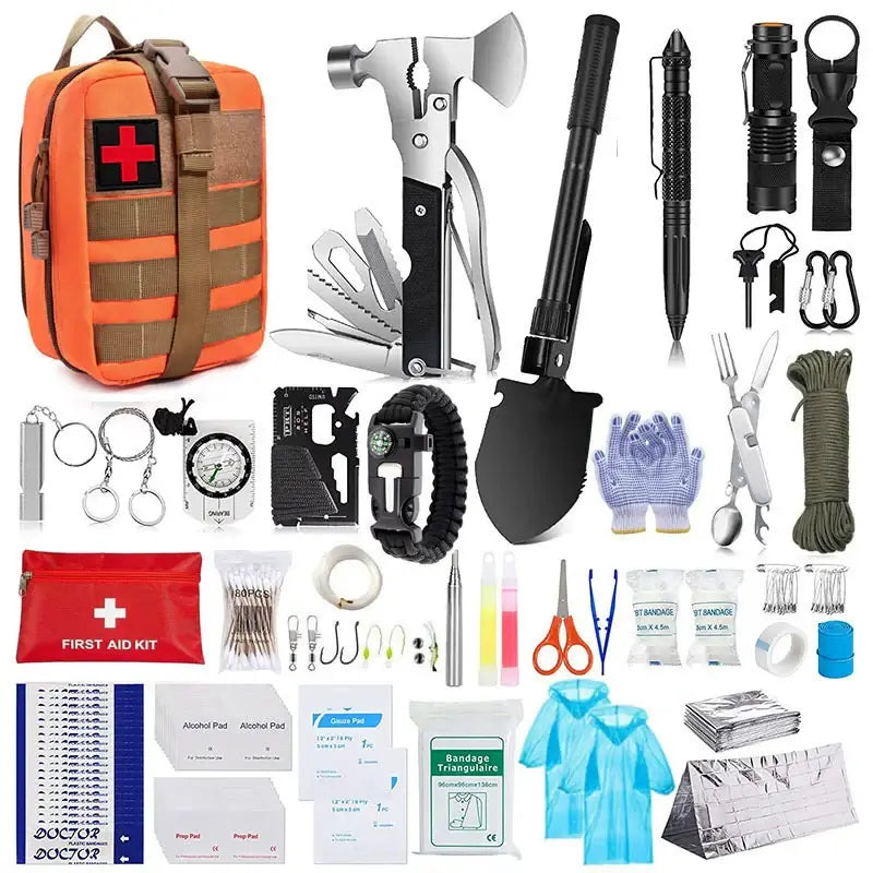 Outdoor Multifunctional Survival Equipment Set Wild Adventure Survival Tools Camping Self-Defense Emergency Supplies First Aid Kit