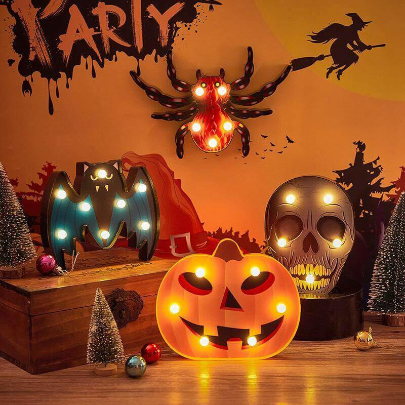 Halloween Decoration Pumpkin Spider Bat Witch Ghost Skull Led Light