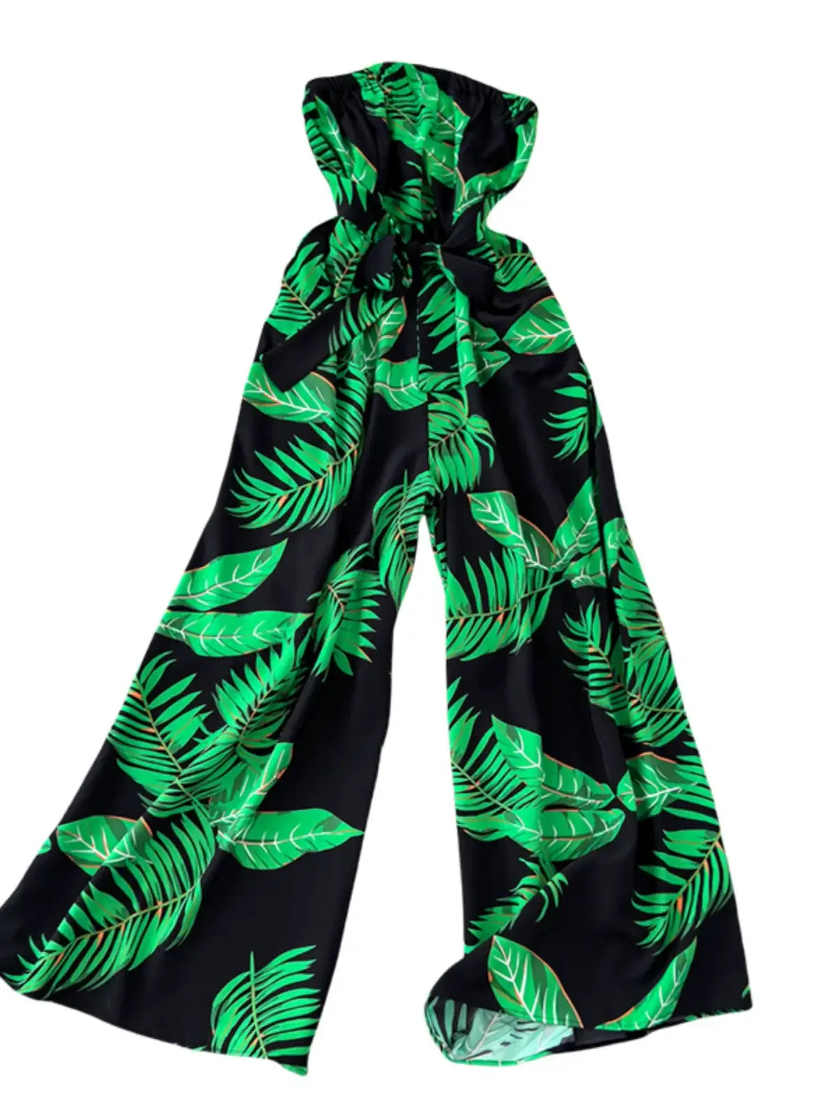 Seaside Holiday Floral Print Tube Top Sexy Open Back Chiffon Jumpsuit Fashion Loose Temperament Loose Pants Jumpsuit