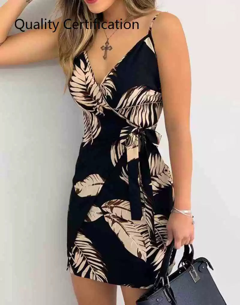 Wrap Casual Dress Women Sleeveless Mini Dress