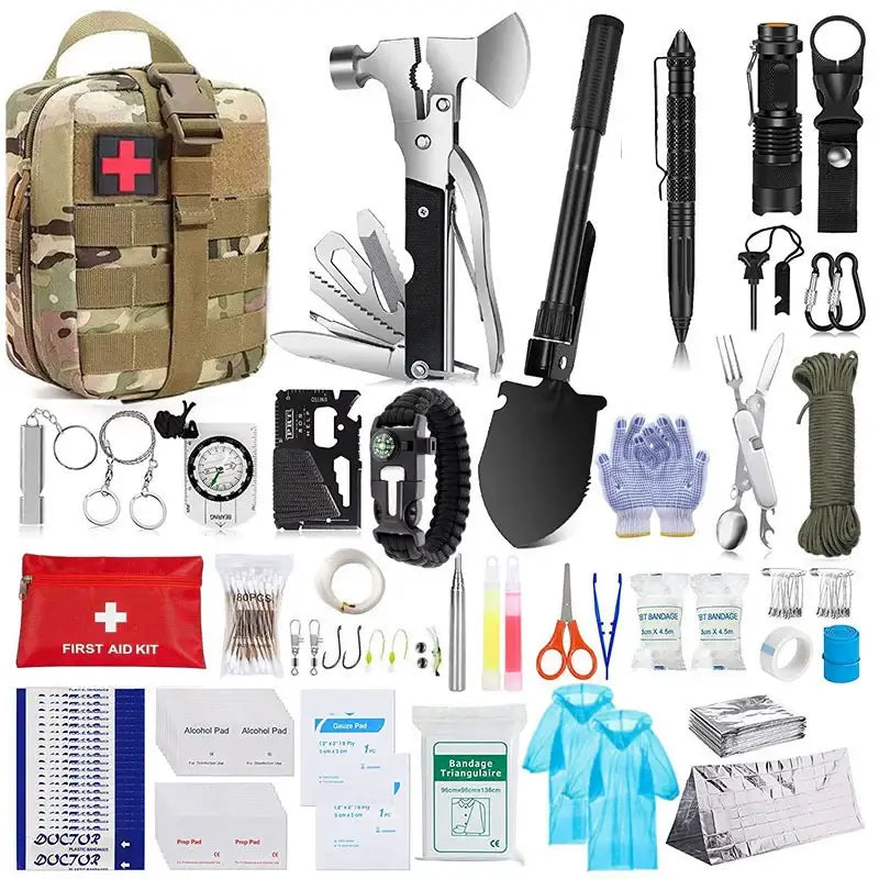 Outdoor Multifunctional Survival Equipment Set Wild Adventure Survival Tools Camping Self-Defense Emergency Supplies First Aid Kit
