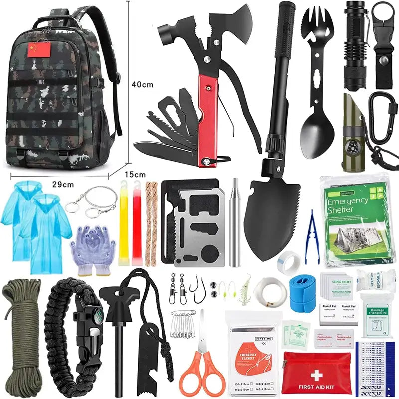 Outdoor Multifunctional Survival Equipment Set Wild Adventure Survival Tools Camping Self-Defense Emergency Supplies First Aid Kit