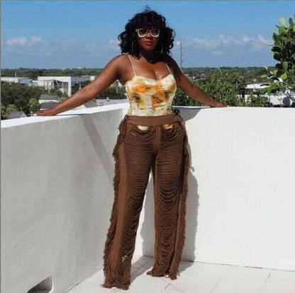 Fringe Frayed Women Tassel Pants