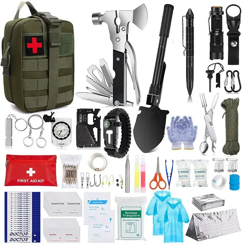 Outdoor Multifunctional Survival Equipment Set Wild Adventure Survival Tools Camping Self-Defense Emergency Supplies First Aid Kit