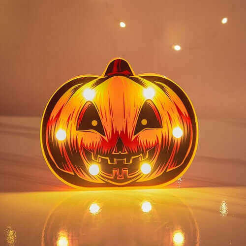 Halloween Decoration Pumpkin Spider Bat Witch Ghost Skull Led Light.