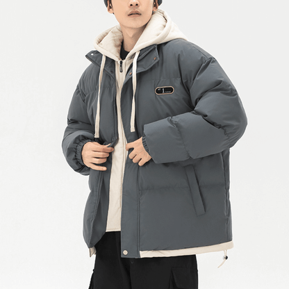 Mens Layered Look Hooded Puffer Jacket