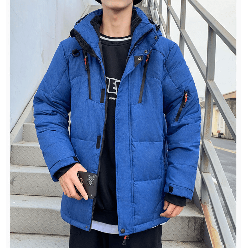 Mens High Collar Puffer Jacket With Removable Hood