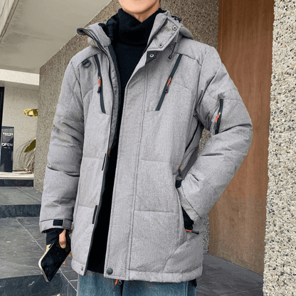 Mens High Collar Puffer Jacket With Removable Hood