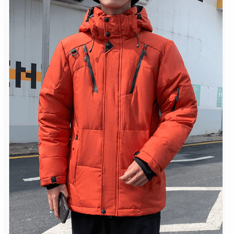 Mens High Collar Puffer Jacket With Removable Hood