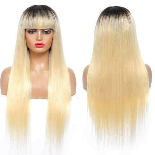 #1B/613 Straight 180% Density #613 Wig with Bang 200% Density Human.