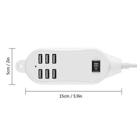 EU Plug 5A 6 USB Ports Desktop Charger HUB Socket.