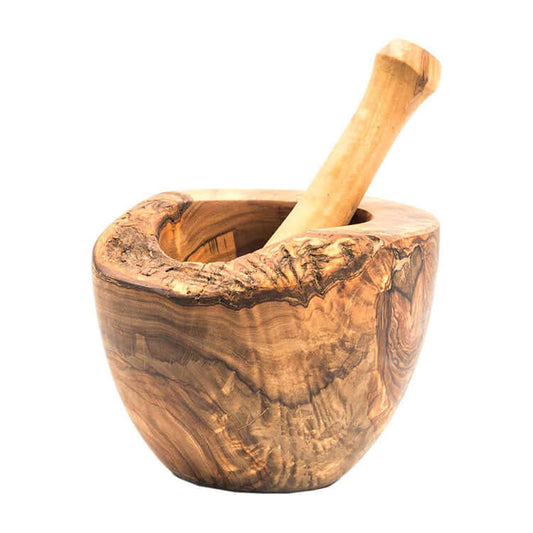 Olive Wood Rustic Mortar and Pestle