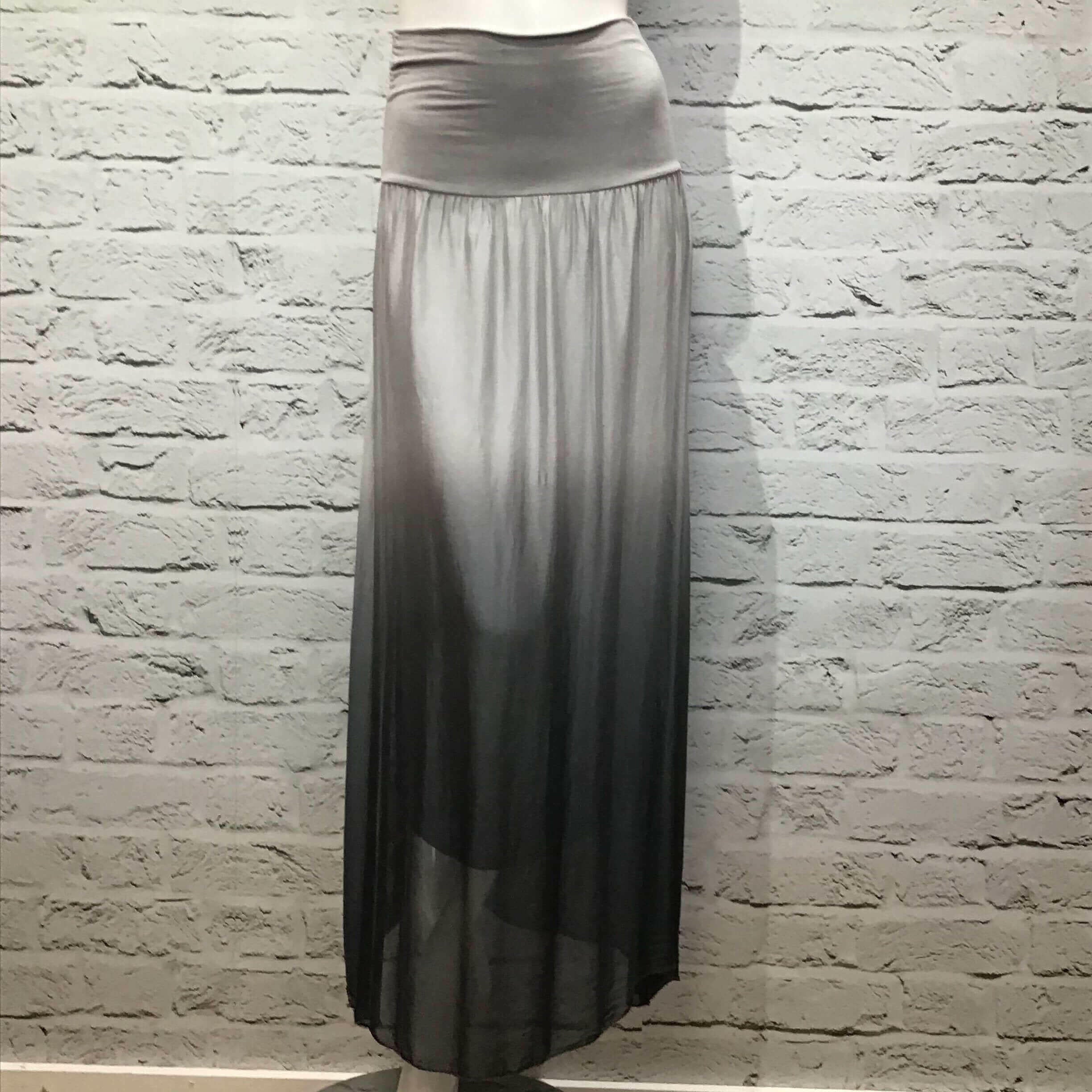 'Ombre' Gray Black Silk Skirt - The Hearts Corner