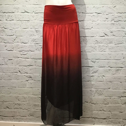 'Ombre' Red Black Silk Skirt - The Hearts Corner