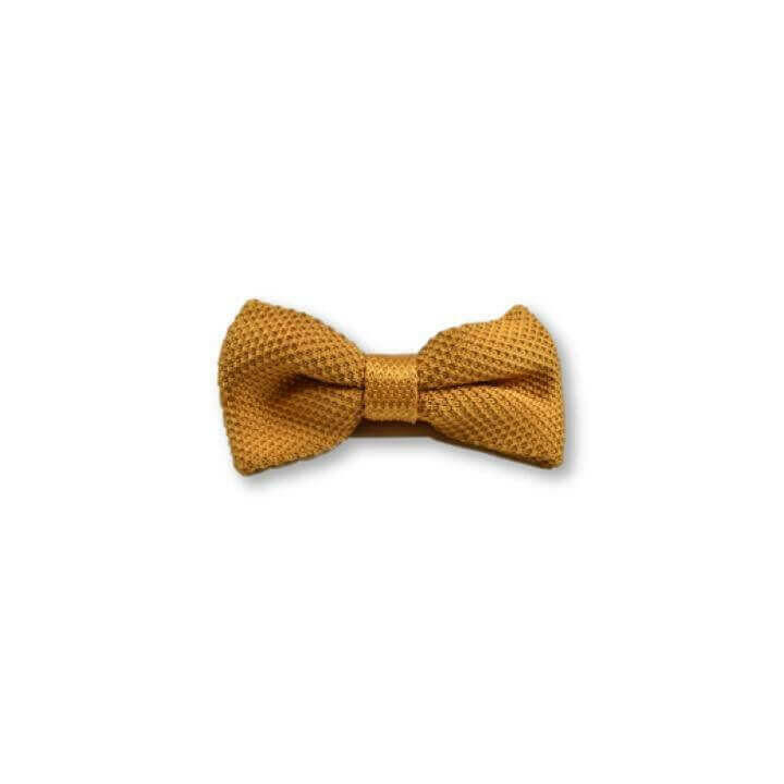 Children's orange ember knitted bow tie.