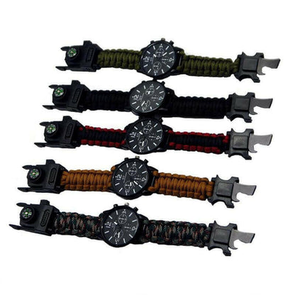 Outdoor Multi function Camping Survival Watch Bracelet Tools With LED.