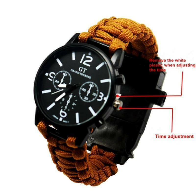 Outdoor Multi function Camping Survival Watch Bracelet Tools With LED.