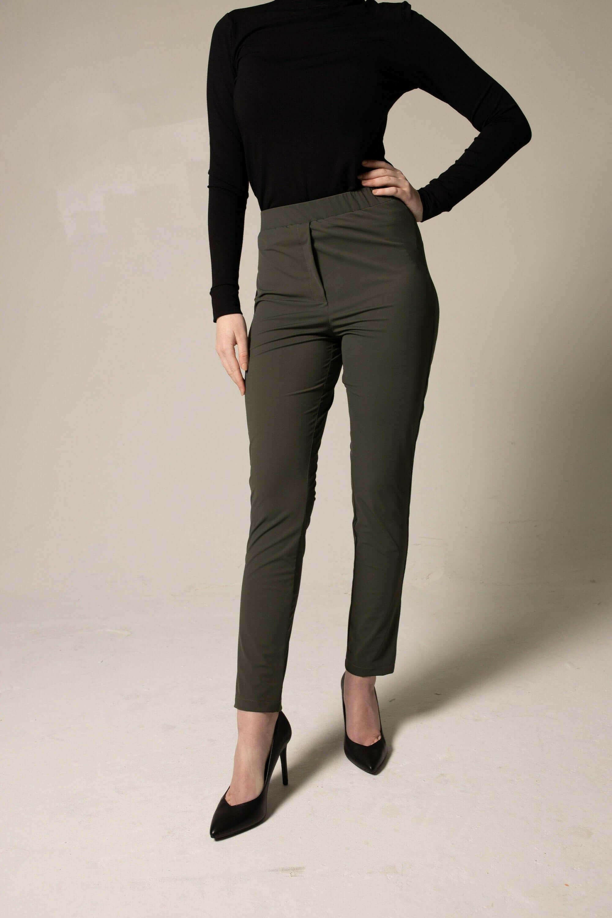 Olive Skinny Pants Women&