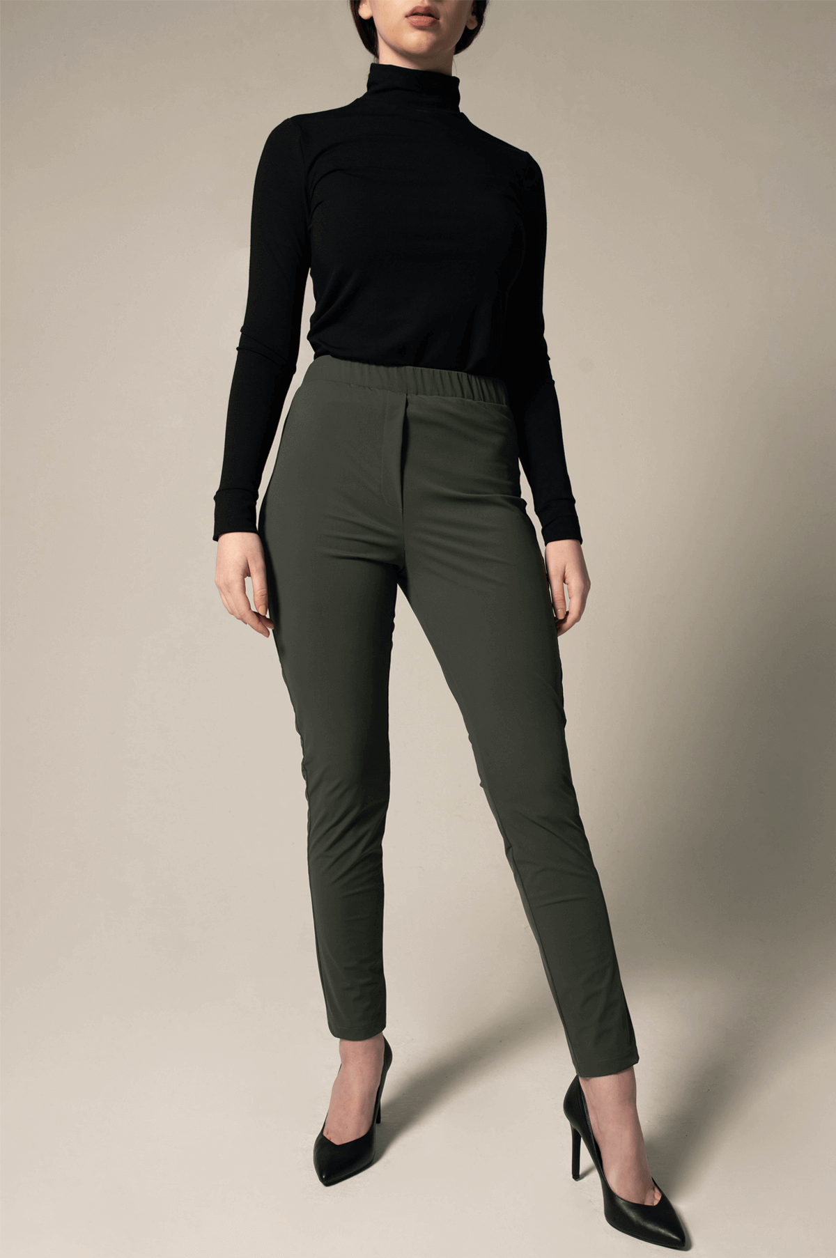 Olive Skinny Pants Women's Trousers.