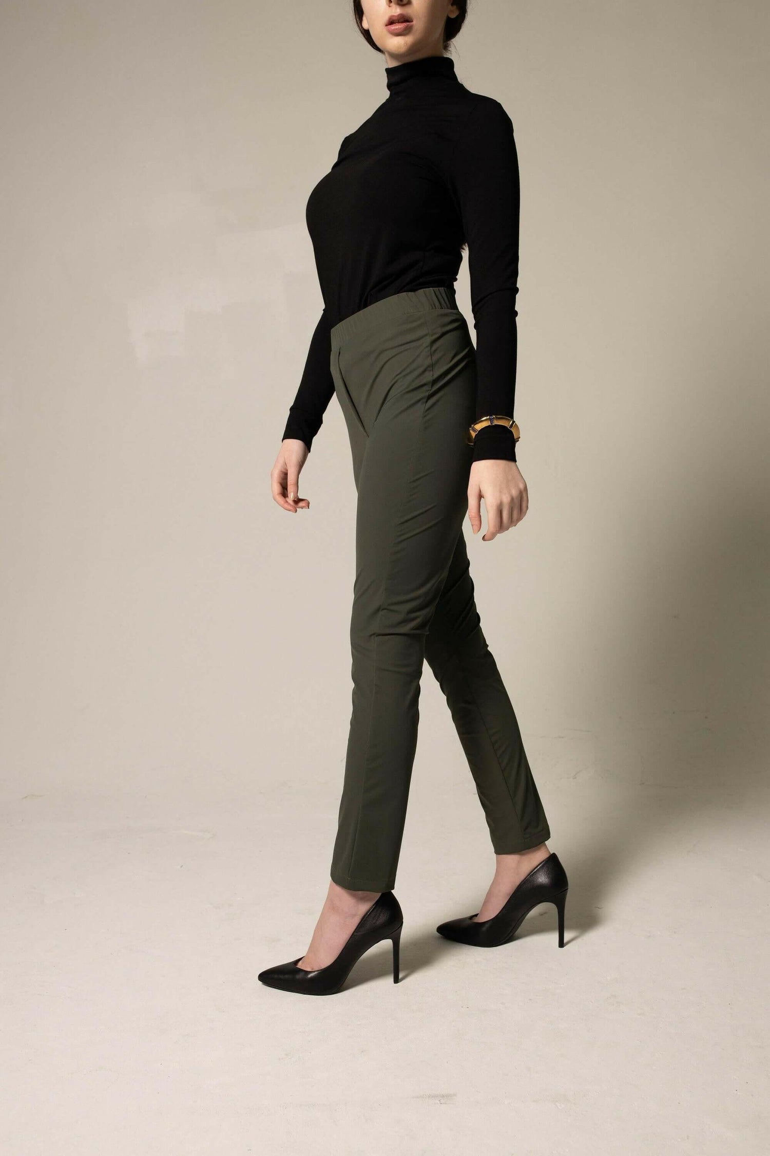 Olive Skinny Pants Women&