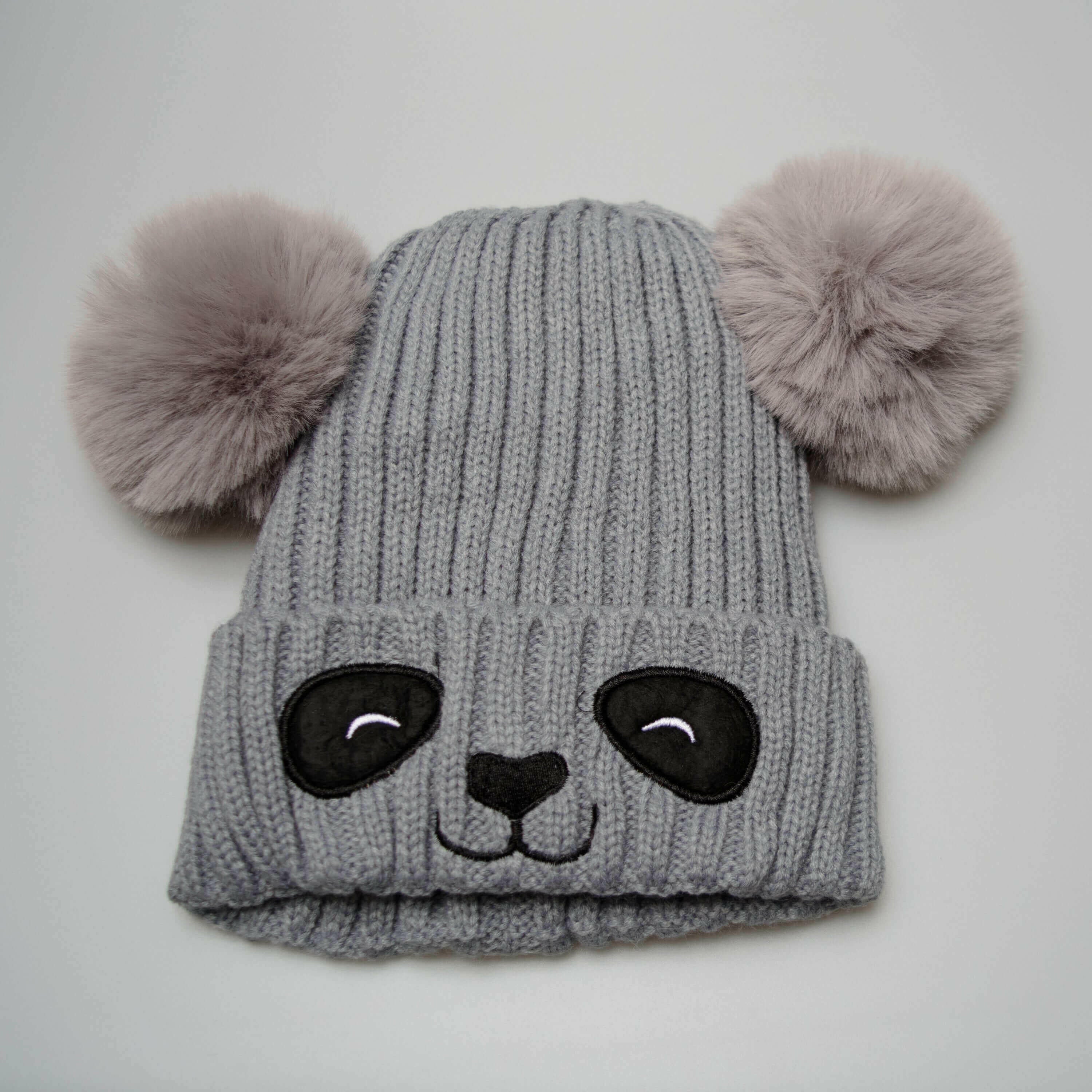 Unisex Cute Panda Cartoon Pattern Knit Winter Beanie For Kids (3-10.