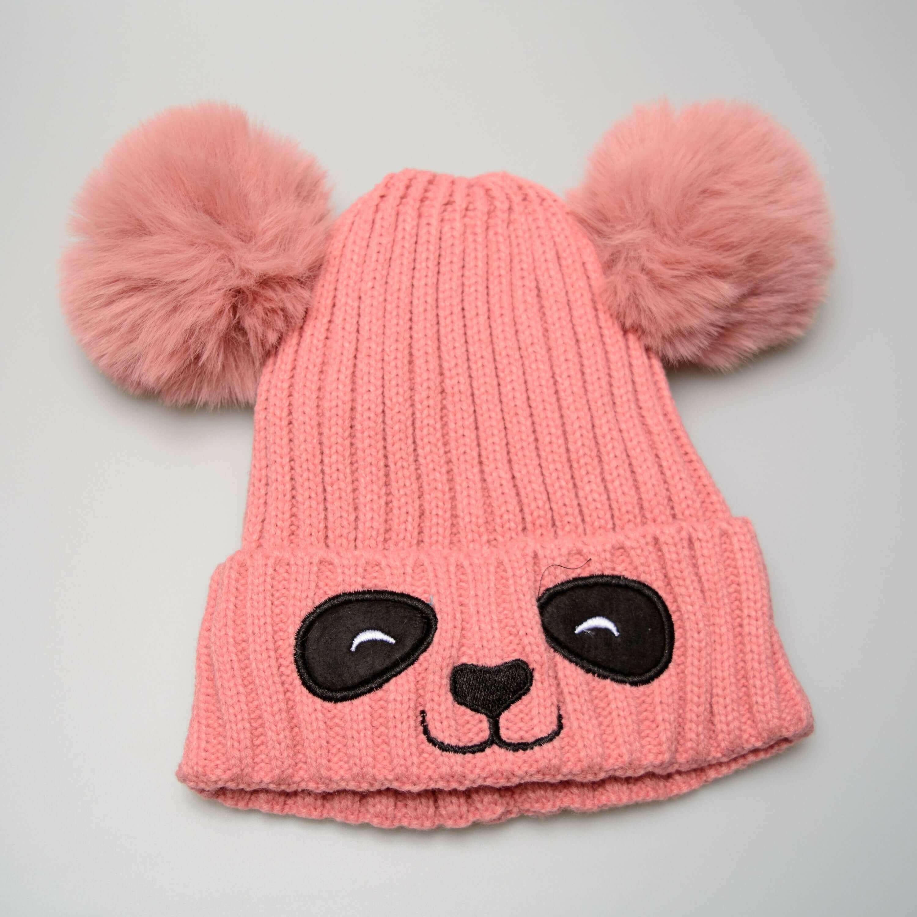 Unisex Cute Panda Cartoon Pattern Knit Winter Beanie For Kids (3-10.