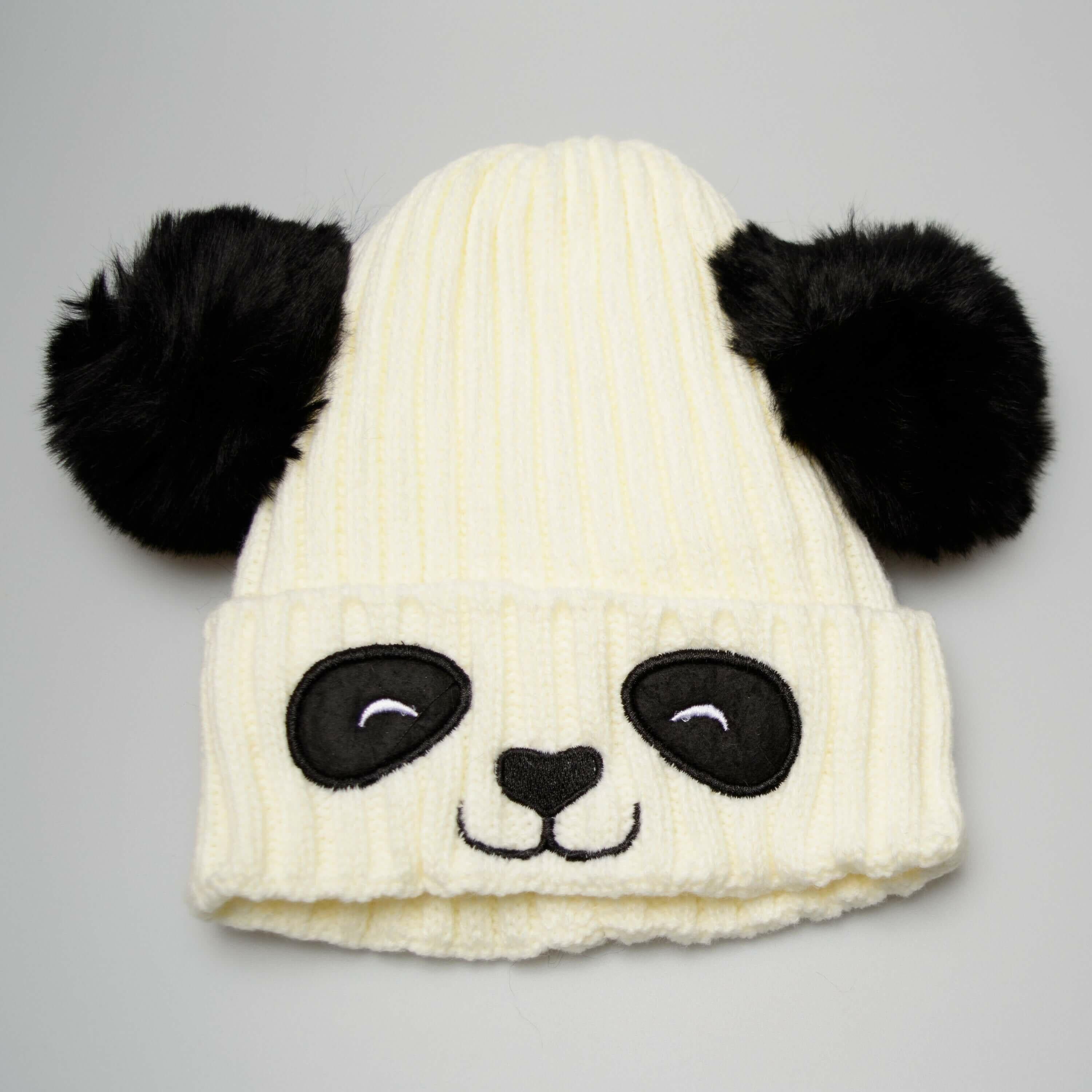 Unisex Cute Panda Cartoon Pattern Knit Winter Beanie For Kids (3-10.