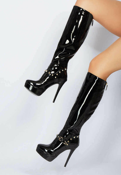 daphne stiletto heeled mid calf boots.