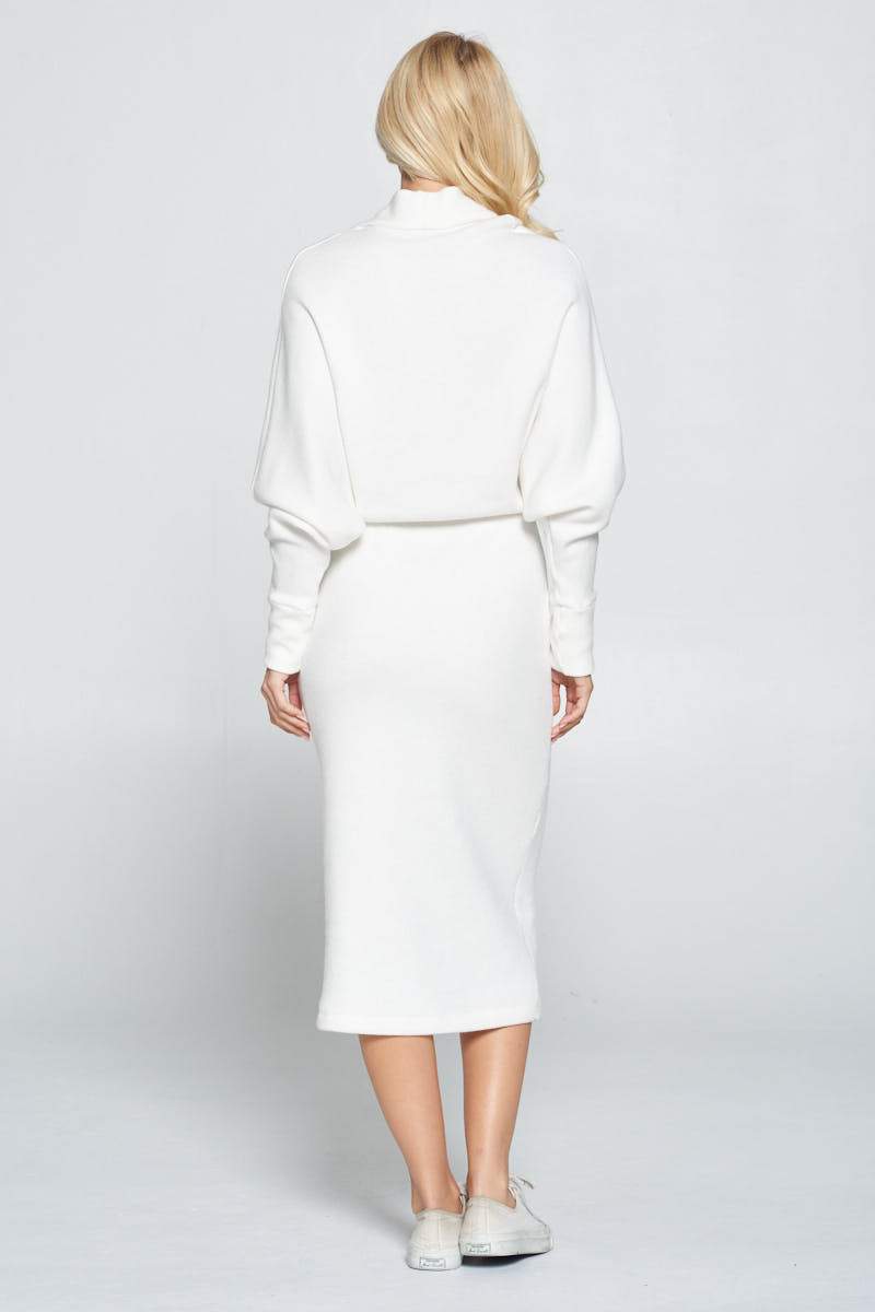 Sweater Knit Dolman Sleeve Midi Dress