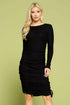 Drawstring Ruched Side Rib-knit Sweater Dress