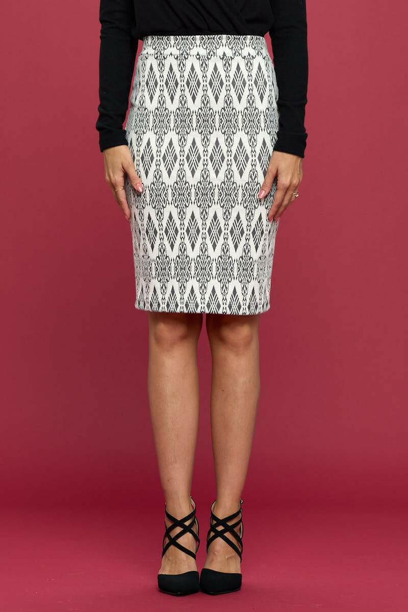 Jacquard Stretch Pencil Skirt.