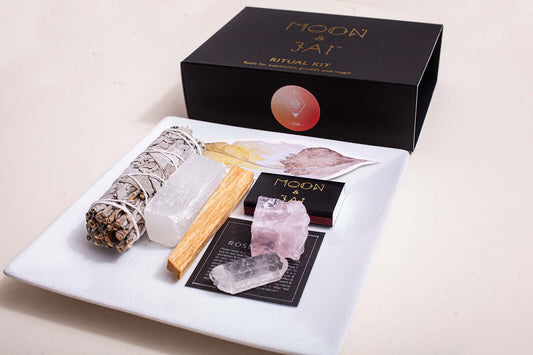 Love Ritual Kit with Rose Quartz, Clear Quartz, Sage, Palo Santo. Ships WorldWide