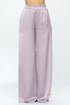 Stretch Satin Pants w/ Elastic Waist and Pockets