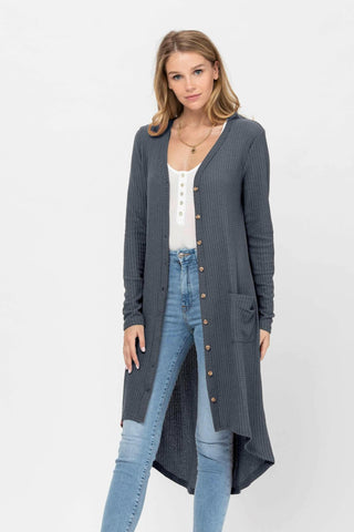 Long Sleeve Button Down Solid Color Knit Cardigans with Pockets.