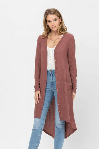 Long Sleeve Button Down Solid Color Knit Cardigans with Pockets.